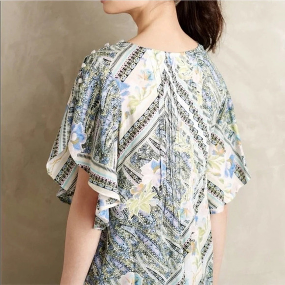 Anthropologie Maeve Blouse Ruffle Sleeve Floral Flowy 2 Maya - Picture 5 of 11